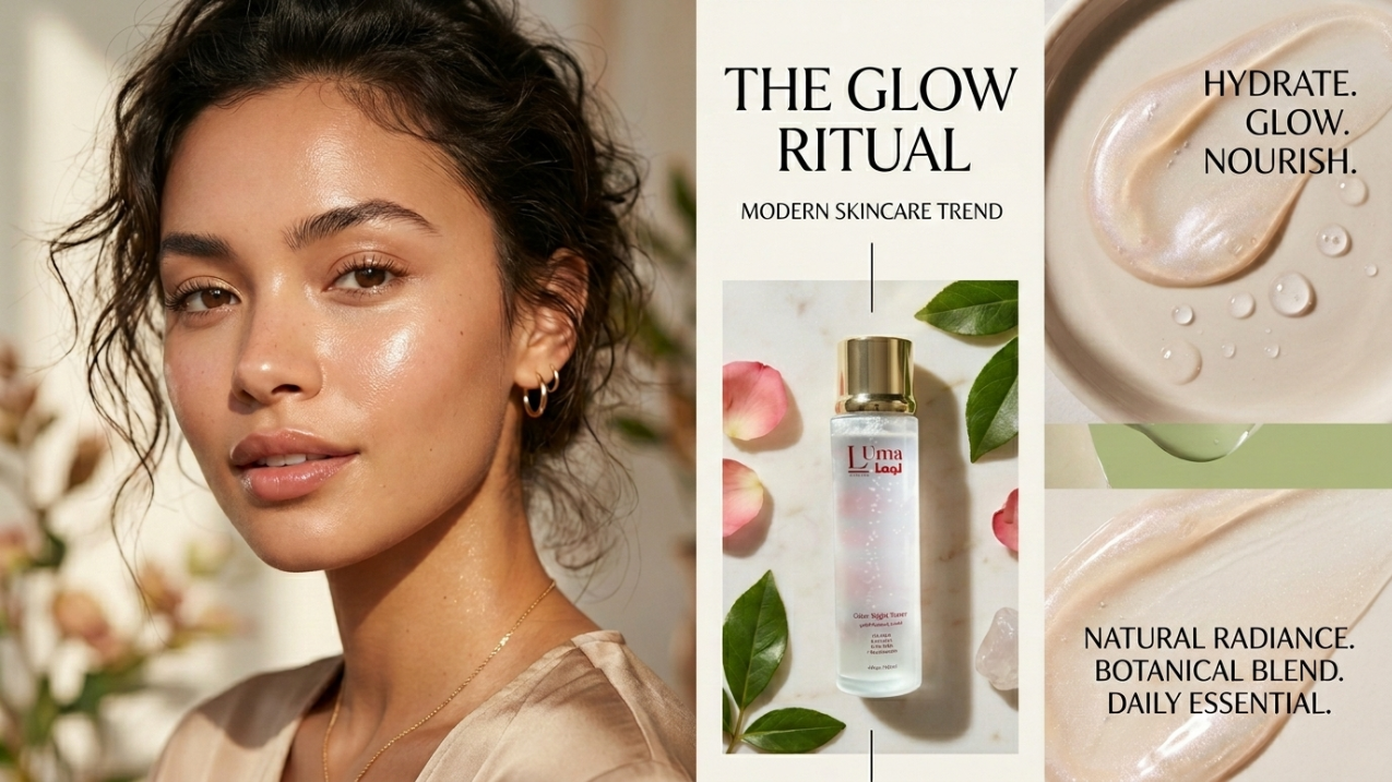 Healthy glowing skin close-up after using Luma Glow Night Toner with lactic acid lactobionic acid and salicylic acid calm barrier-supported complexion
